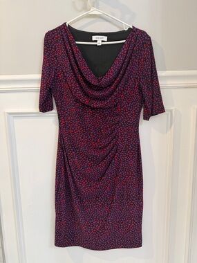 Nine West Purple & Pink Cowl-Neck Sheath Dress